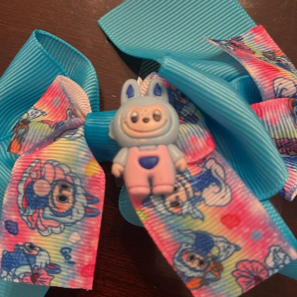 Colorful labubu monster Cartoon Hair Bows nwt set of two